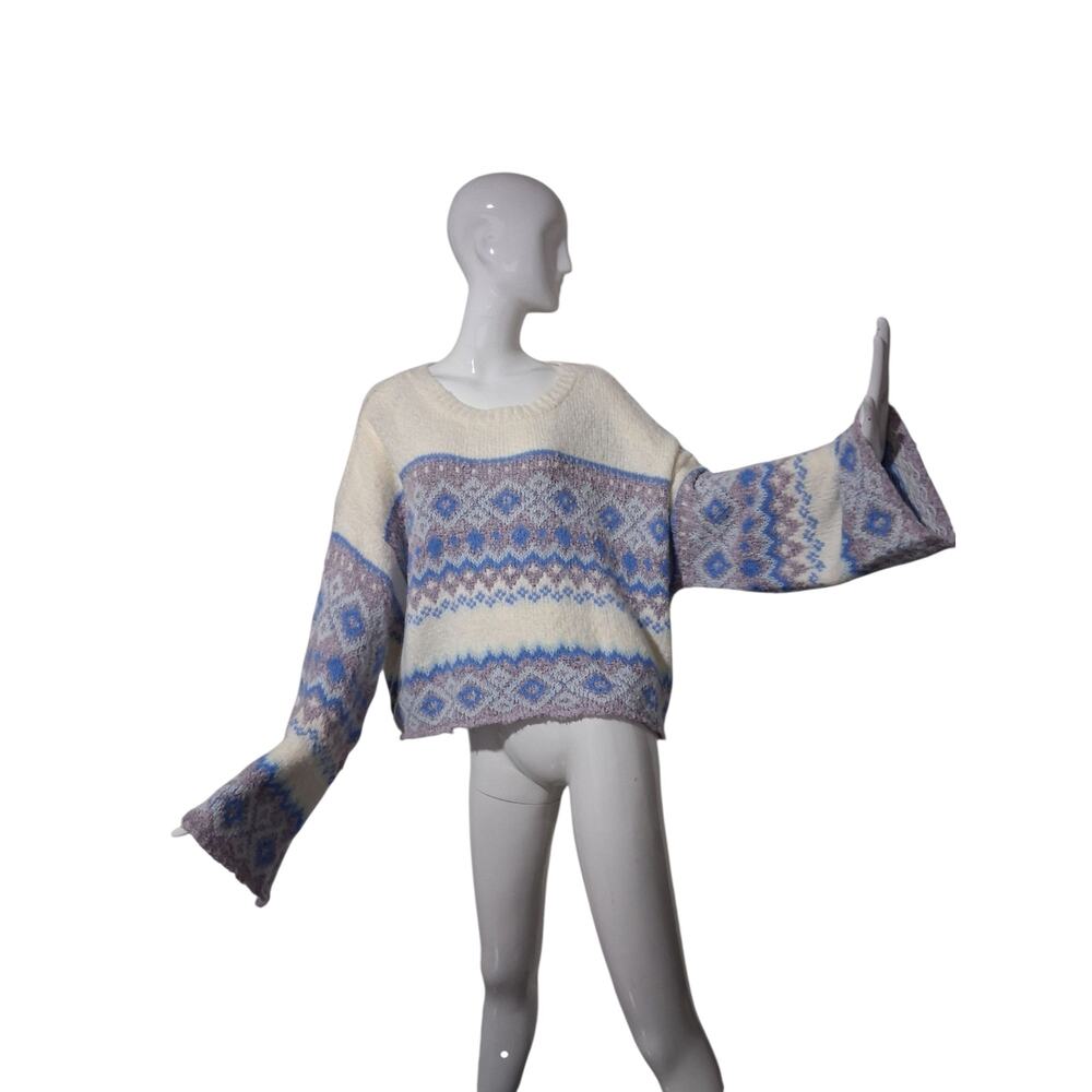 Francesca Lola Fairisle Womens size XL Oversized Cozy Fisherman Pullover Sweater
